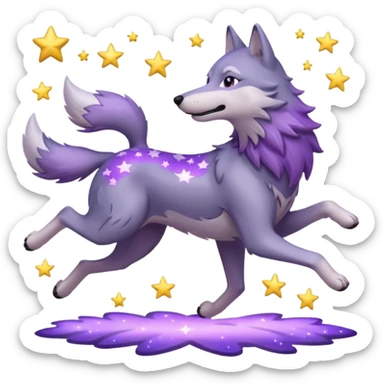 A wolf of winterfell running under lilac stars sticker