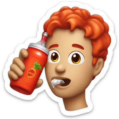 face drinking sriracha sticker