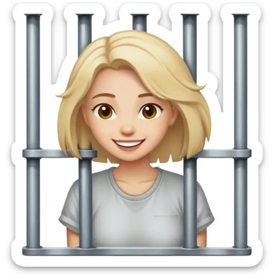 smiling girl in outdoor setting in jail sticker