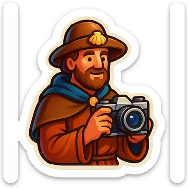 medieval pilgrim with a camera sticker