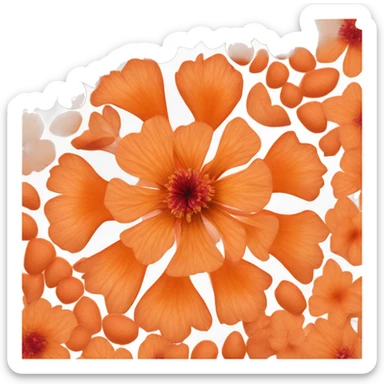 delicate petals resembling dry husks surrounding a brightly colored fruit-like center. Use shades of orange or reddish-orange for the petals and center to capture its vibrant look. Aim for instant recognition. sticker