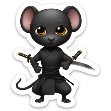 ninja black skin adult rat with katana sticker