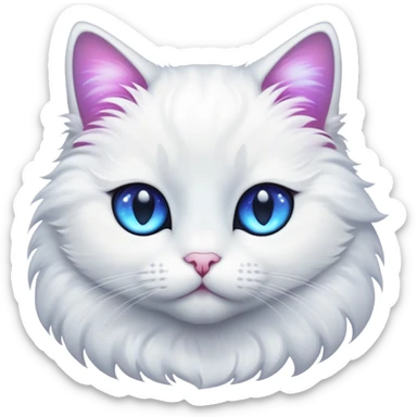 White cat with galaxy eyes sticker