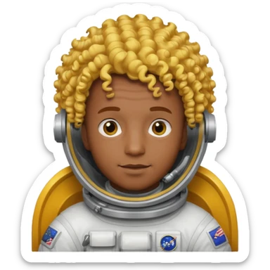 Astronauts, Young, male, dark skin, yellow curly hair sticker
