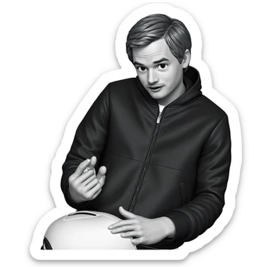 boy in monochrome jacket sticker