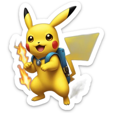 pikachu electric and fire sticker