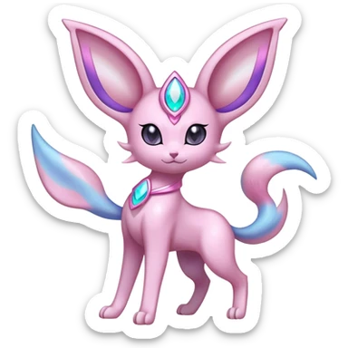Shiny Cool Sparkly Cute Ethereal Espeon-Sylveon-Fakemon-hybrid-fusion- full body sticker