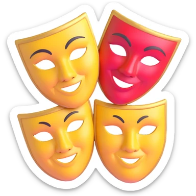 traditional Greek theatre masks, classical comedy and tragedy masks, theatrical drama masks sticker