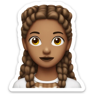 girl with twin brown braids with scary makeup  sticker