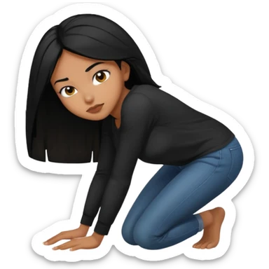 Black hair woman bent over sticker