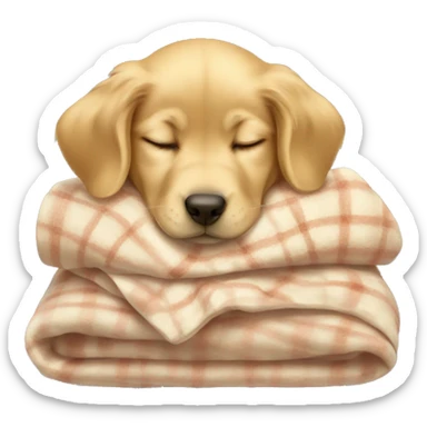 golden retriever puppy sleeping with a blanket sticker