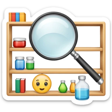 magnifying glass over product shelf searching for last item sticker
