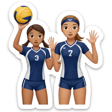 Cute girls in navy and white playing volleyball sticker