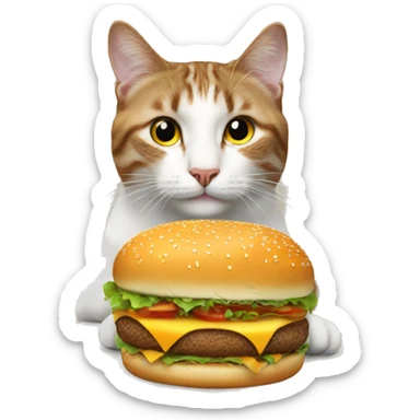 Feline With a hamburger  sticker