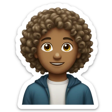 Muslim, young boy with curly hair. sticker