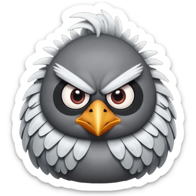 gray angry bird sticker