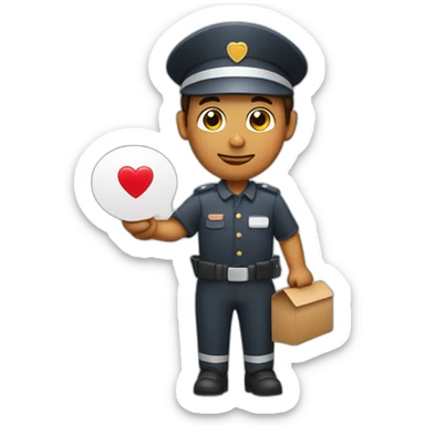 postman with heart in hand sticker