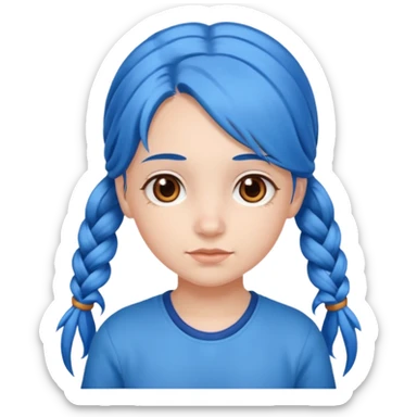 long blue hair girl in pig tails with brown eyes  sticker
