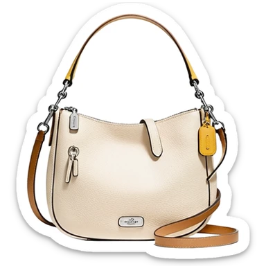 Coach Women's Hadley Mini Crossbody Bag in Pebbled Leather all white beige rectangle
 sticker