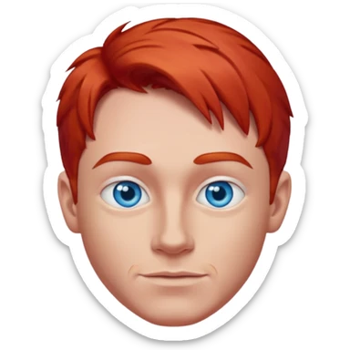 Dave Farrell with blue eyes, red hair sticker