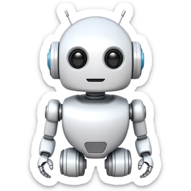 robot old cartoon simple kid toy white innocent funny gudget chatGPT round adorable sticker