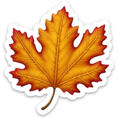 yellow and red oak leaf  sticker