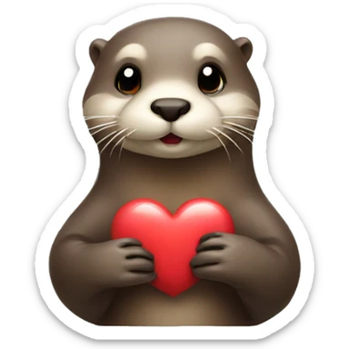 Otter holding heart sticker