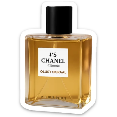 Remove the background, keep only the realistic Chanel perfume bottle with black cap, preserving luxury branding, on a transparent background. sticker