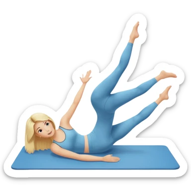 Blonde woman doing Pilates alone sticker