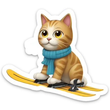 cat on skis sticker
