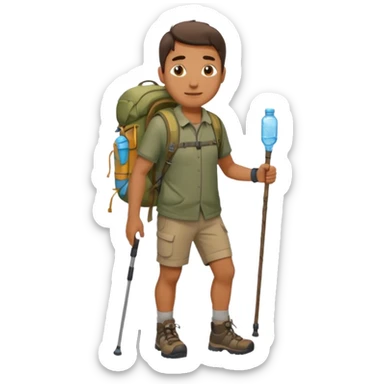 memoji face iphone: men, a solo hiker with carrying a few items and make it face only sticker