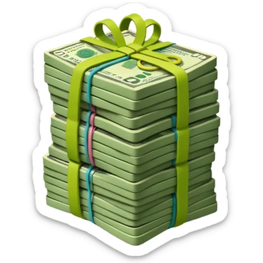 make a stack of candian dollars held togethher by rubber bands sticker