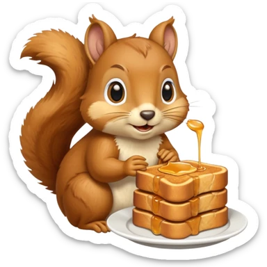 Squirrel eating French toast sticker