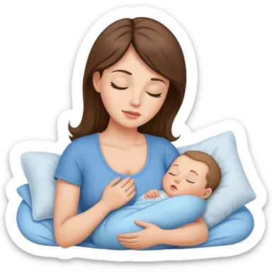Light brunette fit mom making baby boy go to sleep sticker