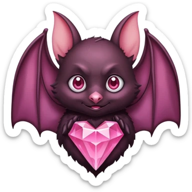 a normal bat witha pink diamond in its forhead, the full bat with his body, the diamond only in the forhead sticker