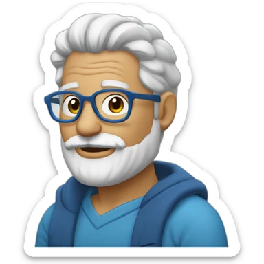 Abuelo lentes azules pelo corto y barba corta sticker