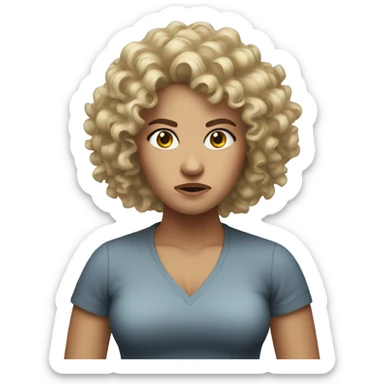 White women curly hair angry sticker