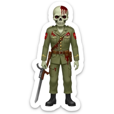 Rotting corpse zombie soldiers, full body, in the style.of your bleeding skull art. sticker