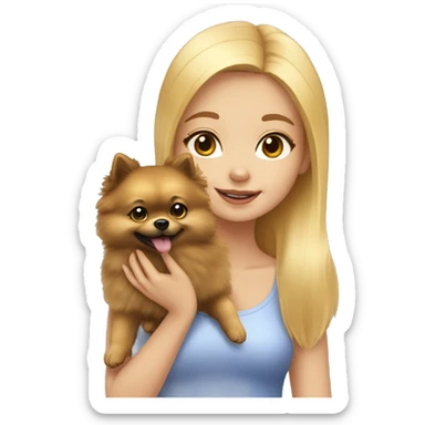 light-skinned-girl-petting-pomeranian sticker