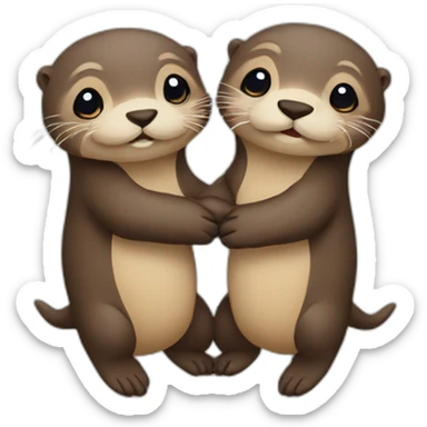 Otters holding hands sticker