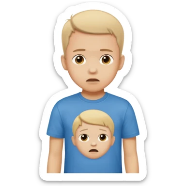 a scared child with a man silhouette behind the back sticker