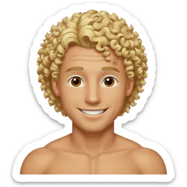 Athletic man with blond curly hair but it is shaved on the side sticker