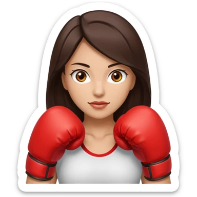 An woman with long dark brown hair light brown eyes in boxing gloves sticker