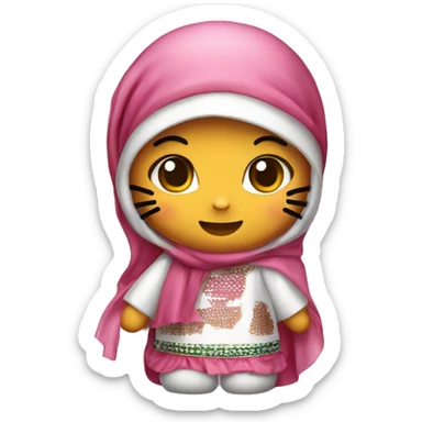 Cute Hello kitty wearing a keffieh sticker