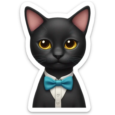 black cat wearing bow tie sticker