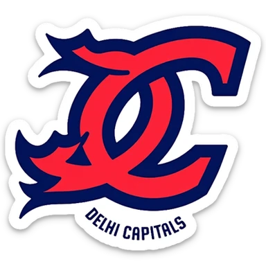 Delhi Capitals cricket team logo, blue and red colors with DC letters, professional sports emblem sticker