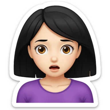 A girl with black hair surprised bending over sticker