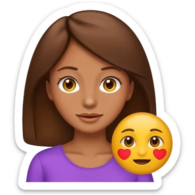 create me an emoji that looks 100% like this “👩🏼” but with brown hair sticker