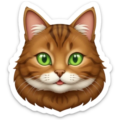 Brown cat tabby with white mouth sticker