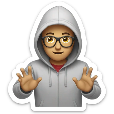 emoji  programmer with 6 hands in hoodie sticker